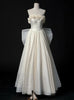 Ivory Satin Strapless 3D Flower Wedding Dress