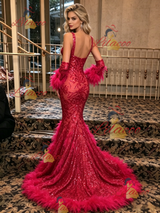 Mermaid Sequins Straps Prom Dress