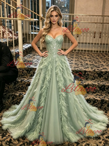 Green Sequins Spaghetti Straps Prom Dress