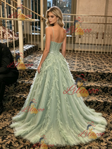 Green Sequins Spaghetti Straps Prom Dress
