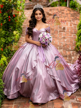 Purple Off the Shoulder Quinceanera Dress