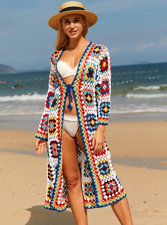 Colored Crocheted Beach Bikini Cover Up Dress