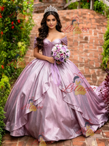 Purple Off the Shoulder Quinceanera Dress
