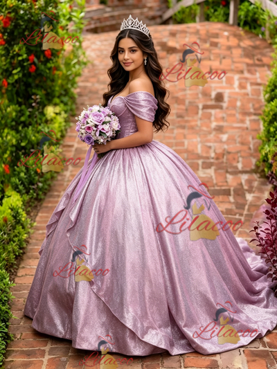 Purple Off the Shoulder Quinceanera Dress