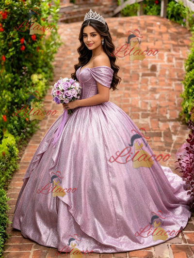 Purple Off the Shoulder Quinceanera Dress