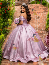 Purple Off the Shoulder Quinceanera Dress