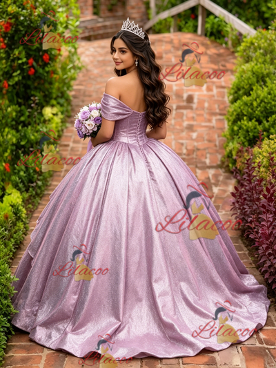 Purple Off the Shoulder Quinceanera Dress