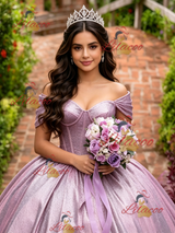 Purple Off the Shoulder Quinceanera Dress