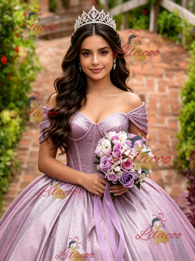Purple Off the Shoulder Quinceanera Dress