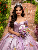 Purple Off the Shoulder Quinceanera Dress