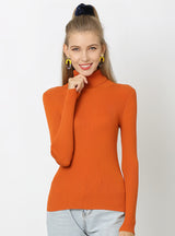 Solid Color High Neck Sweater