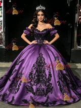 Purple Off the Shoulder Appliques Quinceanera Dress