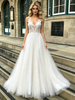 White Tulle Lace Spaghetti Straps Wedding Dress