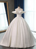 White Satin Off the Shoulder Wedding Dress