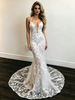 White Mermaid Lace Spaghetti Straps Wedding Dress