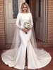 White Mermaid Long Sleeve Split Wedding Dress