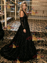 Black Sequins V-neck Prom Dress