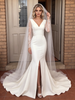 White Mermaid V-neck Split Wedding Dress