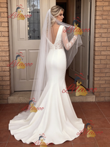 White Mermaid V-neck Split Wedding Dress