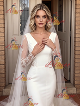 White Mermaid V-neck Split Wedding Dress