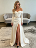 White Long Sleeve Split Prom Dress