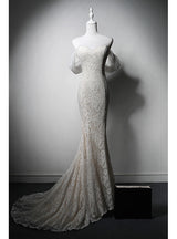 White Lace Off the Shoulder Wedding Dress