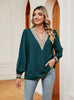 V-neck Stitching Loose Long Sleeves