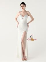 Mermaid Spaghetti Straps Split prom Dress
