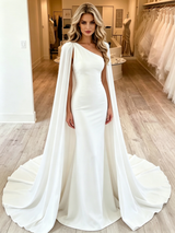 White Mermaid One Shoulder Wedding Dress