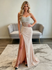 Champagne Mermaid Strapless Beading Prom Dress
