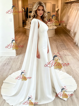 White Mermaid One Shoulder Wedding Dress