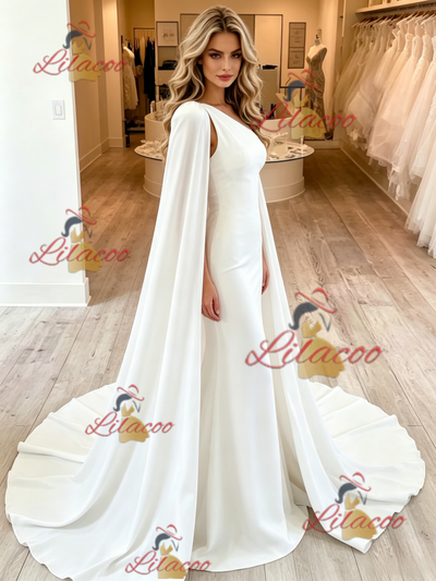 White Mermaid One Shoulder Wedding Dress