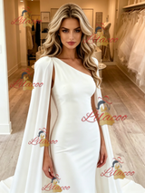 White Mermaid One Shoulder Wedding Dress