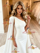 White Mermaid One Shoulder Wedding Dress