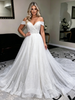 White Sequins Off the Shoulder Wedding Dress