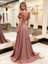 Square Neck Split Prom Dress