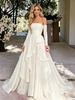 Ivory Long Sleeve Off the Shoulder Prom Dress