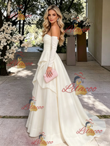 Ivory Long Sleeve Off the Shoulder Prom Dress