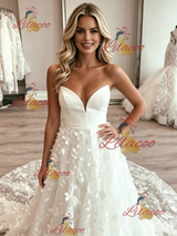White Tulle Strapless Wedding Dress
