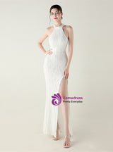 Mermaid Halter Sequins Halter Prom Dress