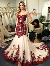 Ivory Tulle Strapless Appliques Prom Dress