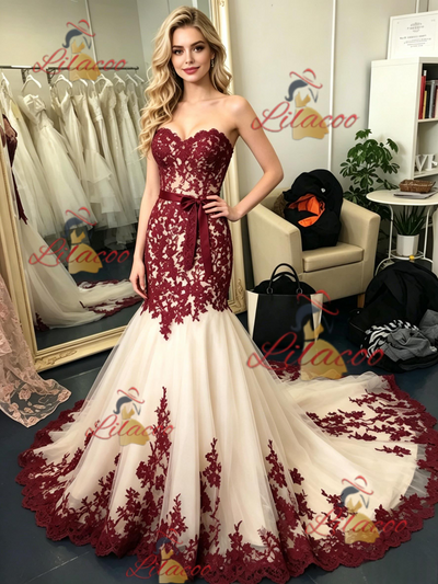 Ivory Tulle Strapless Appliques Prom Dress