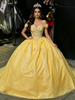 Yellow TUlle Off the Shoulder Appliques Quinceanera Dress