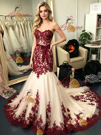 Ivory Tulle Strapless Appliques Prom Dress