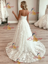 White Tulle Strapless Wedding Dress