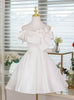 White Satin 3D Flower Homecoming Dress