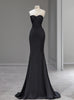 Black Mermaid Satin Pleats Prom Dress