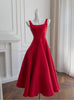 Red Straps Sleeveless Prom Dress