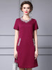 Burgundy Short Sleeve Mother Of The Bride Dress