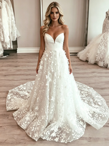 White Tulle Strapless Wedding Dress